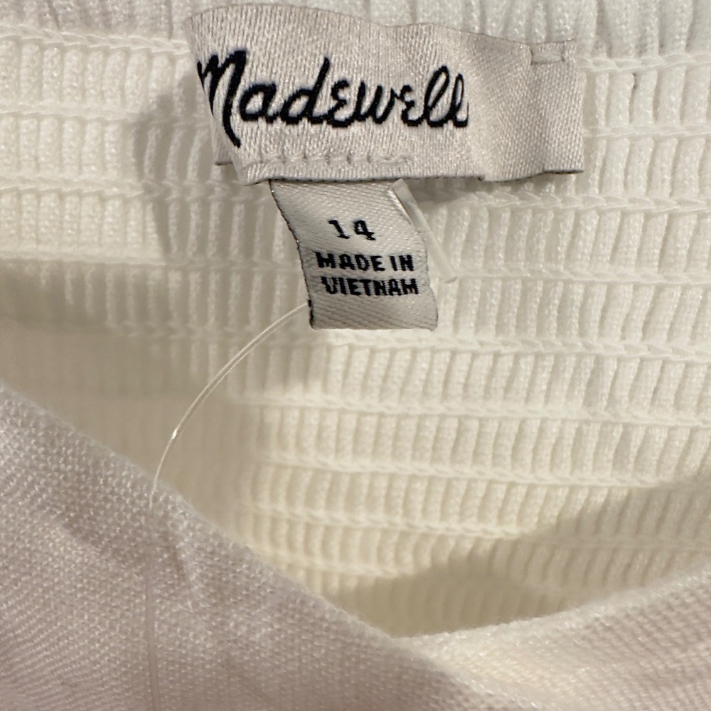 Madewell White Linen Cotton Button Front Midi Dress A0344 Womens 14 NEW - Picture 2 of 5